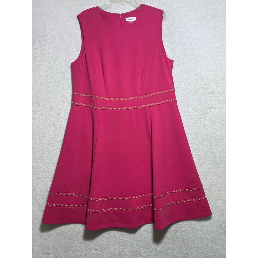 Calvin Klein Pink Studded Fit and Flare Dress Sleeveless Size 18W